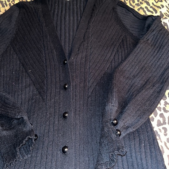 Venus size  small Black ribbed sweater dress or cardigan - Picture 5 of 12